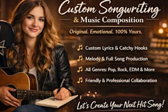 write custom song lyrics melody hook and original song composition