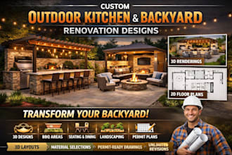 do outdoor kitchen background renovation 3d layout plan design