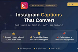 write 5 engaging instagram captions with hashtags for your business