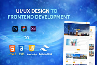 convert figma, adobe xd or PSD to HTML CSS tailwind CSS