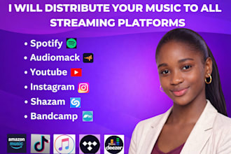distribute your music to spotify, apple music, youtube music, tiktok and more
