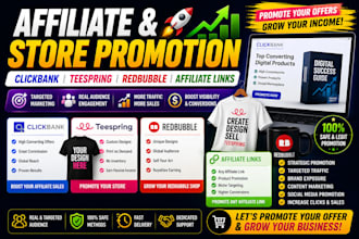 promote affiliate links teespring redbubble  clickbank market