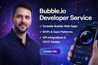 develop bubble io web app, build bubble mvp bubble saas as bubble app developer