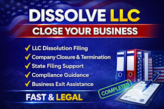 dissolve llc, close company, file llc dissolution and business termination USA