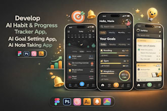 develop ai habit progress tracker app, ai goal setting app, ai note talking app