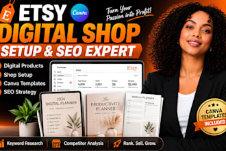 setup etsy shop for digital product canva template etsy seo etsy digital prodict