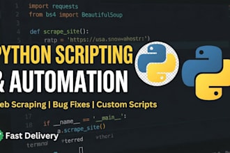 write custom python scripts for automation, web scraping, and bug fixing