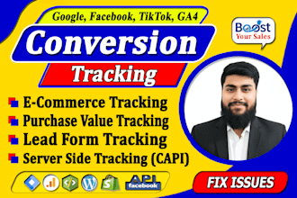 setup ga4 ecommerce tracking, facebook conversions api and google ads tracking