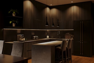modern dark interior apartment