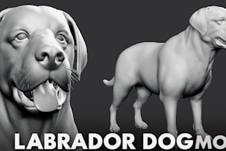 realistic 3d dog model rigged game ready custom pet sculpting stl printing
