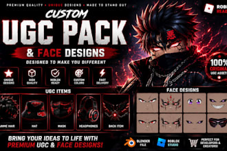 design unique roblox face, ugc avater face, anime and beast face