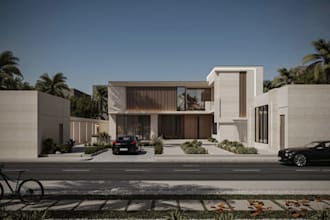 renovate villa house exterior,outdoor pool design, yard render,house landscape