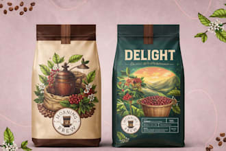 create coffee label and packaging design
