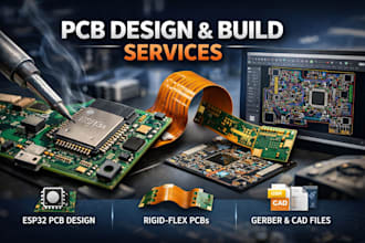 pcb design, pcb build, esp32 pcb design, rigid flex pcb, gerber file, autocad