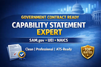 design a winning government capability statement for samgov,contracts and grants