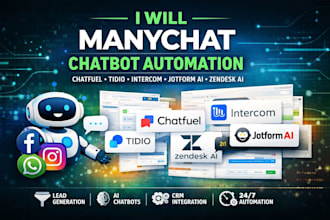 manychat chatbot automation chatfuel tidio intercom jotform ai agent zendesk ai