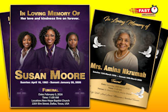 funeral announcement flyer, burial flyer, obituary, funeral program design