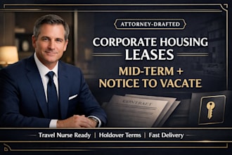 write a corporate housing mid term lease agreement and eviction notice