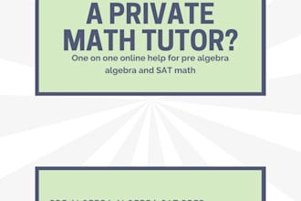 provide online math tutoring for algebra pre algebra and sat