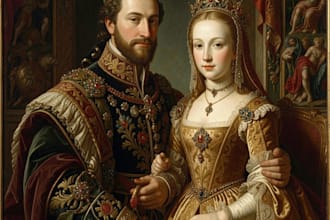create a royal couple portrait in renaissance painting style