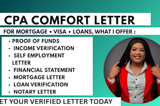 create cpa comfort letter for mortgage, visa, self employment or loan
