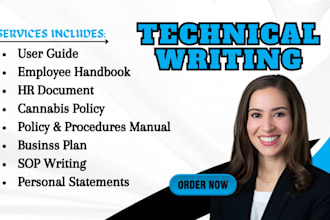 write concise and professional technical writing like user guides HR docs sops