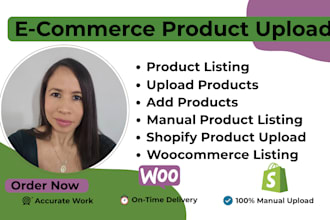 manually upload products, do product listing to shopify and woocommerce store