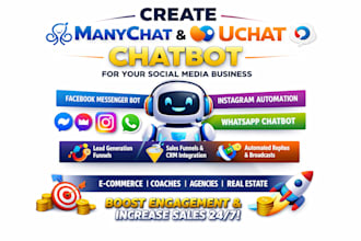 create manychat and uchat chatbot for your social media business