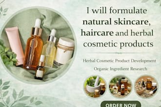 formulate natural skincare, haircare and herbal cosmetic products