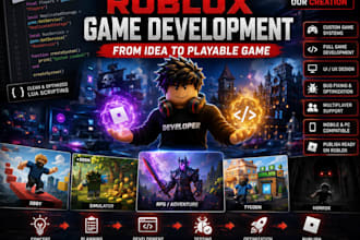 develop custom roblox game systems, scripting and full game development