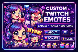 create furry twitch emotes, badges, and panels