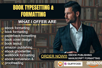 ebook book formatting paperback formatting book typesetting for amazon KDP
