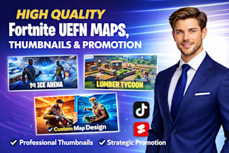 create high quality fortnite uefn maps, thumbnails and promote your map