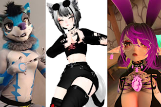 rig full body vrchat avatar furry fursona vr character model layered clothes
