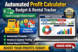 build automated excel or google sheets profit calculator, budget, rental tracker