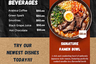 design restaurant menu and food flyers