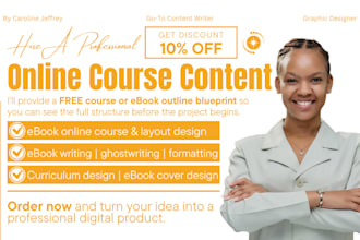 create online course content, ebook writing, book formatting and cover design