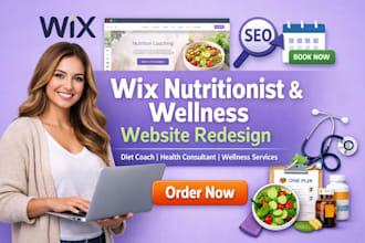 redesign wix nutritionist website diet coach wellness service consulting website