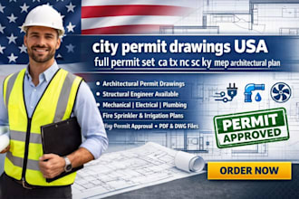 city permit drawings USA full permit set ca tx nc sc ky mep architectural plan