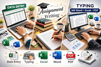 write assignments PDF to word data entry typing for you