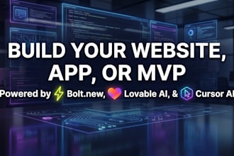 build website, app or mvp product with bolt new ai, lovable ai, cursor ai