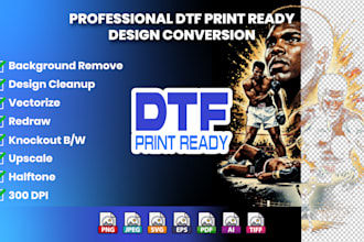 prepare high resolution print ready png files for dtf dtg printing
