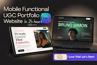 design premium canva ugc portfolio website for ugc influencers and creators