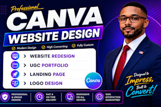canva website design, canva ugc portfolio, landing page, website redesign