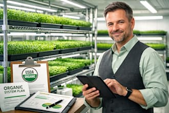 design usda nop compliant organic microgreens system plan