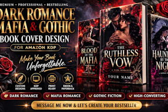design fantasy book cover, dark romance book or steamy book cover for amazon kdp