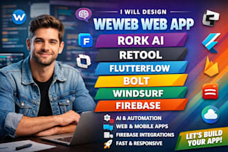 design weweb web app rork ai retool flutterflow bolt windsurf rork ai firebase