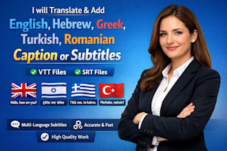 translate english hebrew greek turkish romanian caption or subtitles vtt srt