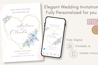 create elegant and personalized wedding invitations digital printable
