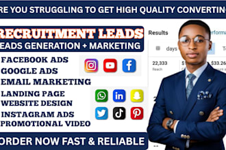 recruitment leads hiring leads job candidate leads staffing leads facebook ads
